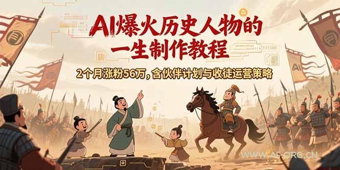 AI历史人物赛道课程，2个月涨粉56万，含伙伴计划与收徒运营策略-A5资源网