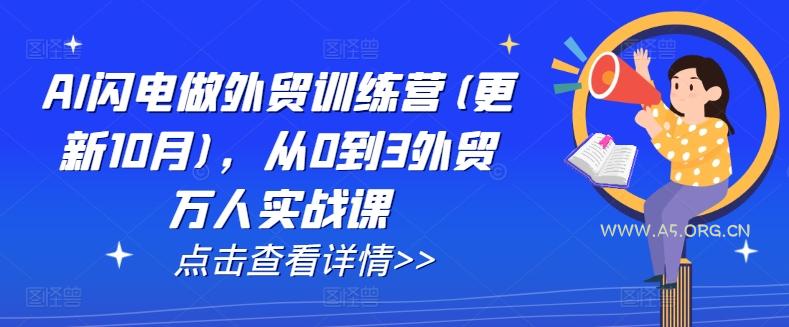 AI闪电做外贸训练营(更新25年5月)，从0到3外贸万人实战课-A5资源网