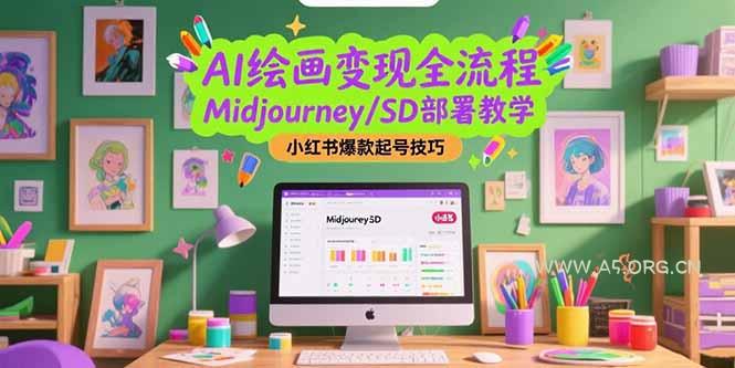 AI绘画变现全流程，Midjourney/SD部署教学，小红书爆款起号技巧-A5资源网