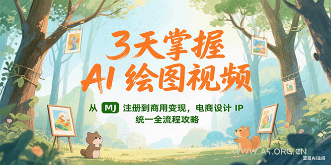 3天掌握AI绘图视频，从MJ 注册到商用变现，电商设计IP统一全流程攻略-A5资源网