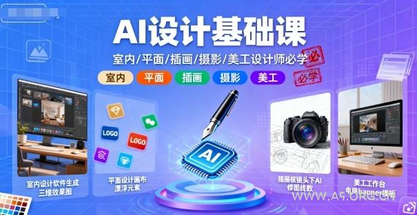 AI设计基础课，室内、平面、插画、摄影、美工设计师必学的-A5资源网
