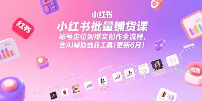 小红书批量铺货课，账号定位到爆文创作全流程，含AI辅助选品工具(更新6月-A5资源网