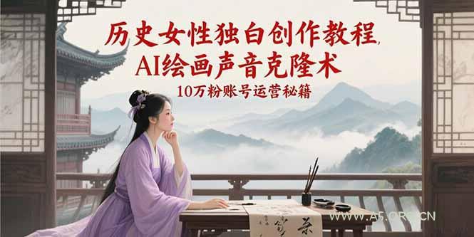 历史女性独白创作教程，AI绘画声音克隆术，10万粉账号运营秘籍-A5资源网