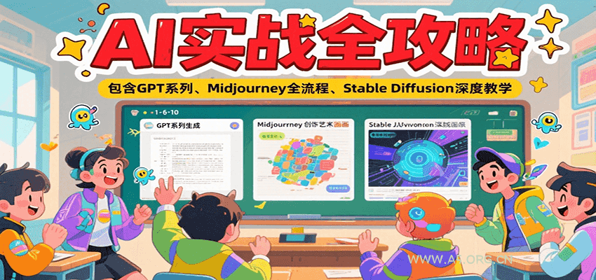 AI实战全攻略，包含GPT系列、Midjourney全流程、Stable Diffusion深度教学-A5资源网