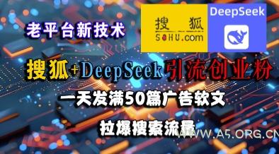 搜狐+DeepSeek引流创业粉，老平台新技术，一天发满50篇广告软文，拉爆搜索流量-A5资源网