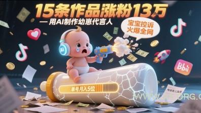 用AI制作幼崽代言人，宝宝的控诉火爆全网，15条作品涨粉13W，单号月入5位数实操教程-A5资源网