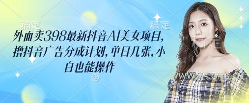 外面卖398最新抖音AI美女项目，撸抖音广告分成计划，单日几张，小白也能操作-A5资源网