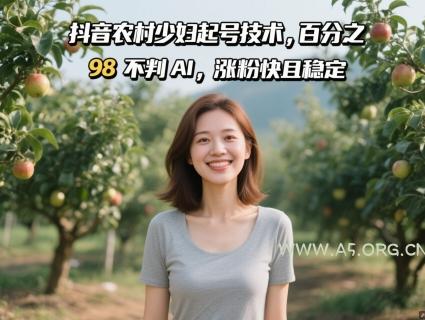 抖音农村少妇起号技术，百分之98不判AI，涨粉快且稳定-A5资源网