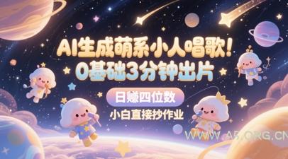 AI生成萌系小人唱歌，0基础3分钟出片，28个作品涨粉8.9W，单条最高19W赞，日入四位数，小白直接抄作业-A5资源网