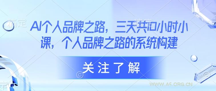 AI个人品牌之路，​三天共10小时小课，个人品牌之路的系统构建-A5资源网