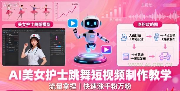 AI美女护士跳舞短视频制作教学，流量拿捏，快速涨千粉万粉【提示词+视频教程】-A5资源网