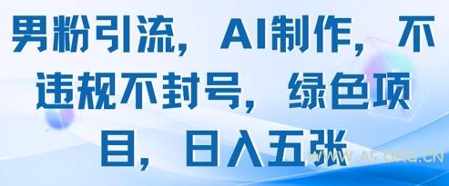男粉引流，AI制作，不违规不封号，绿色项目，日入五张-A5资源网