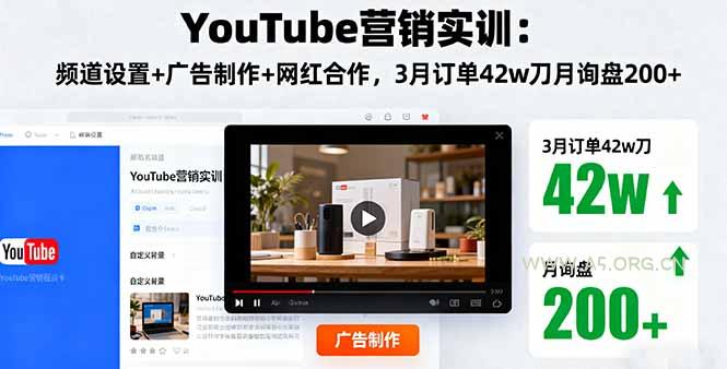 YouTube营销实训：频道设置+广告制作+网红合作，3月订单42w刀月询盘200+-A5资源网