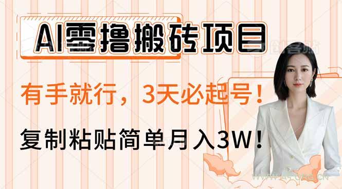 AI零撸搬砖项目玩法，有手就行，3天必起号，复制粘贴简单月入3W！-A5资源网