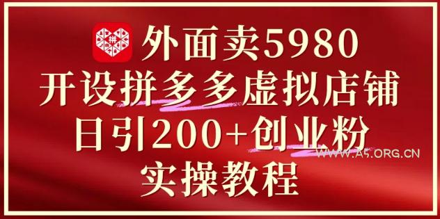 外面卖5980开设拼多多虚拟店铺：单日引流200+创业付费粉实战教程-A5资源网
