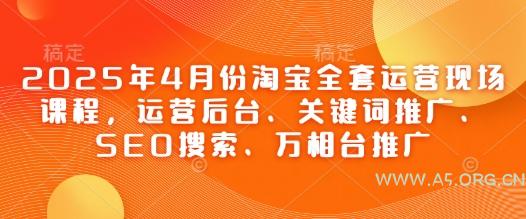 2025年4月份淘宝全套运营现场课程，运营后台、关键词推广、SEO搜索、万相台推广-A5资源网