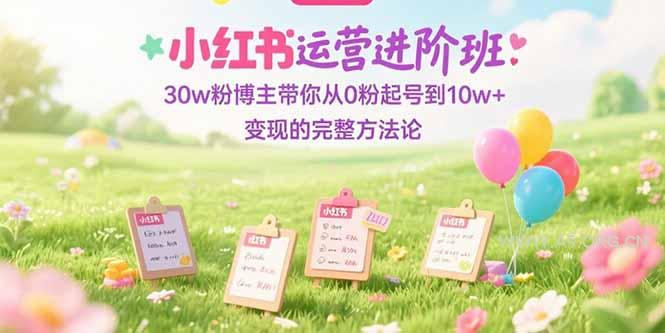 小红书运营进阶班：30w粉博主带你从0粉起号到10w+变现的完整方法论-A5资源网