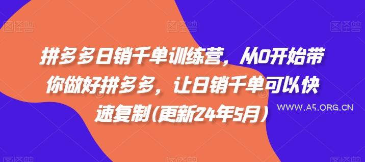 拼多多日销千单训练营，从0开始带你做好拼多多，让日销千单可以快速复制(更新25年5月)-A5资源网