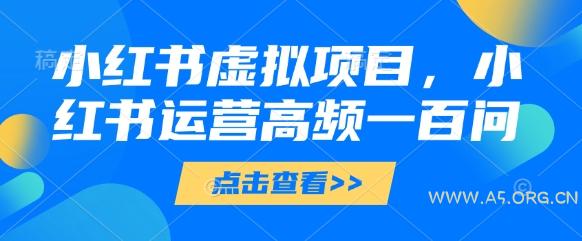 小红书虚拟项目，小红书运营高频一百问【文档】-A5资源网