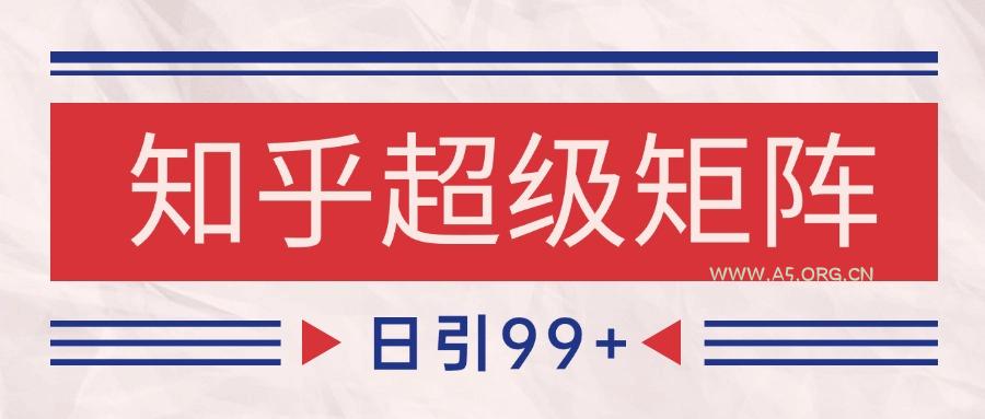 知乎超级矩阵玩法引流高质量精准粉SEO覆盖 日变现4000+-A5资源网