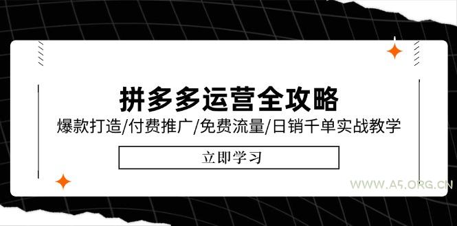 拼多多运营全攻略，爆款打造/付费推广/免费流量/日销千单实战教学/6月更新-A5资源网
