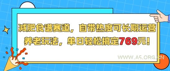 减肥食谱赛道，自带热度可长期运营，养老玩法，单日轻松搞定769-A5资源网