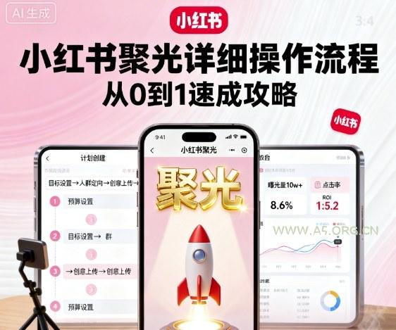 小红书聚光详细操作流程，小红书聚光从0到1速成攻略-A5资源网