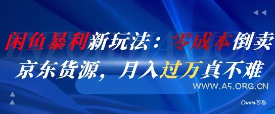 闲鱼暴利新玩法：零成本倒卖京东货源，月入过1W真不难-A5资源网