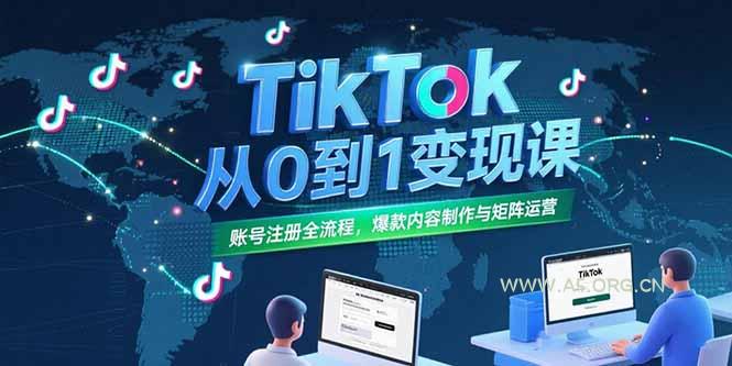 TikTok从0到1变现课，账号注册全流程，爆款内容制作与矩阵运营-A5资源网
