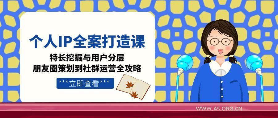 个人IP全案打造课，特长挖掘与用户分层，朋友圈策划到社群运营全攻略-A5资源网