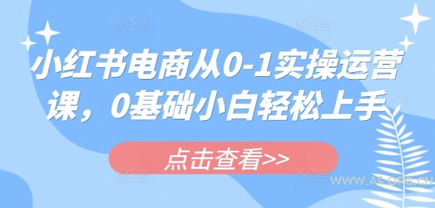 小红书电商从0-1实操运营课，0基础小白轻松上手-A5资源网