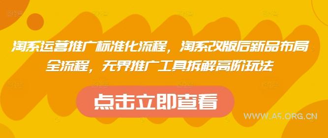 淘系运营推广标准化流程，​淘系改版后新品布局全流程，无界推广工具拆解高阶玩法-A5资源网
