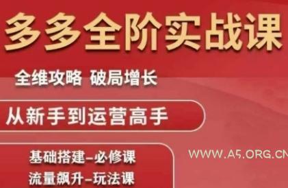 拼多多全阶实战课程，全维攻略，破局增长，从新手到运营高手-A5资源网