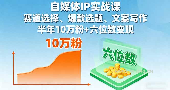 自媒体IP实战课，赛道选择、爆款选题、文案写作，半年10万粉+六位数变现-A5资源网