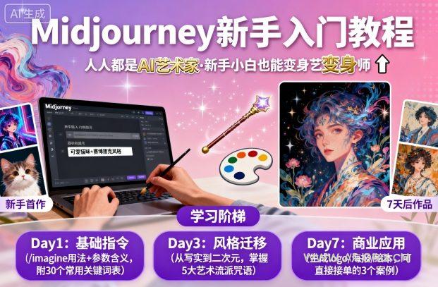 midjourney新手入门教程：人人都是AI艺术家，新手小白也能变身艺术大师-A5资源网