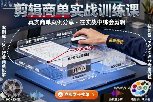 剪辑商单实战训练课，真实商单案例分享，在实战中练会剪辑-A5资源网