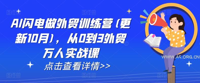 AI闪电做外贸训练营(更新25年2月)，从0到3外贸万人实战课-A5资源网