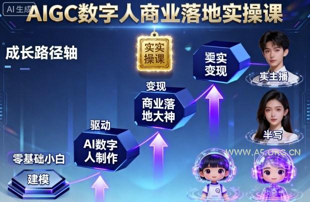 AIGC数字人商业落地实操课，从零基础小白到AI数字人大神-A5资源网
