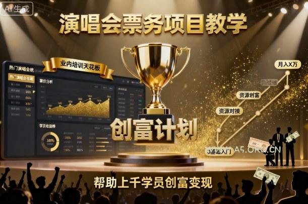 演唱会票务项目教学，业内培训天花板，帮助上千学员创富变现-A5资源网