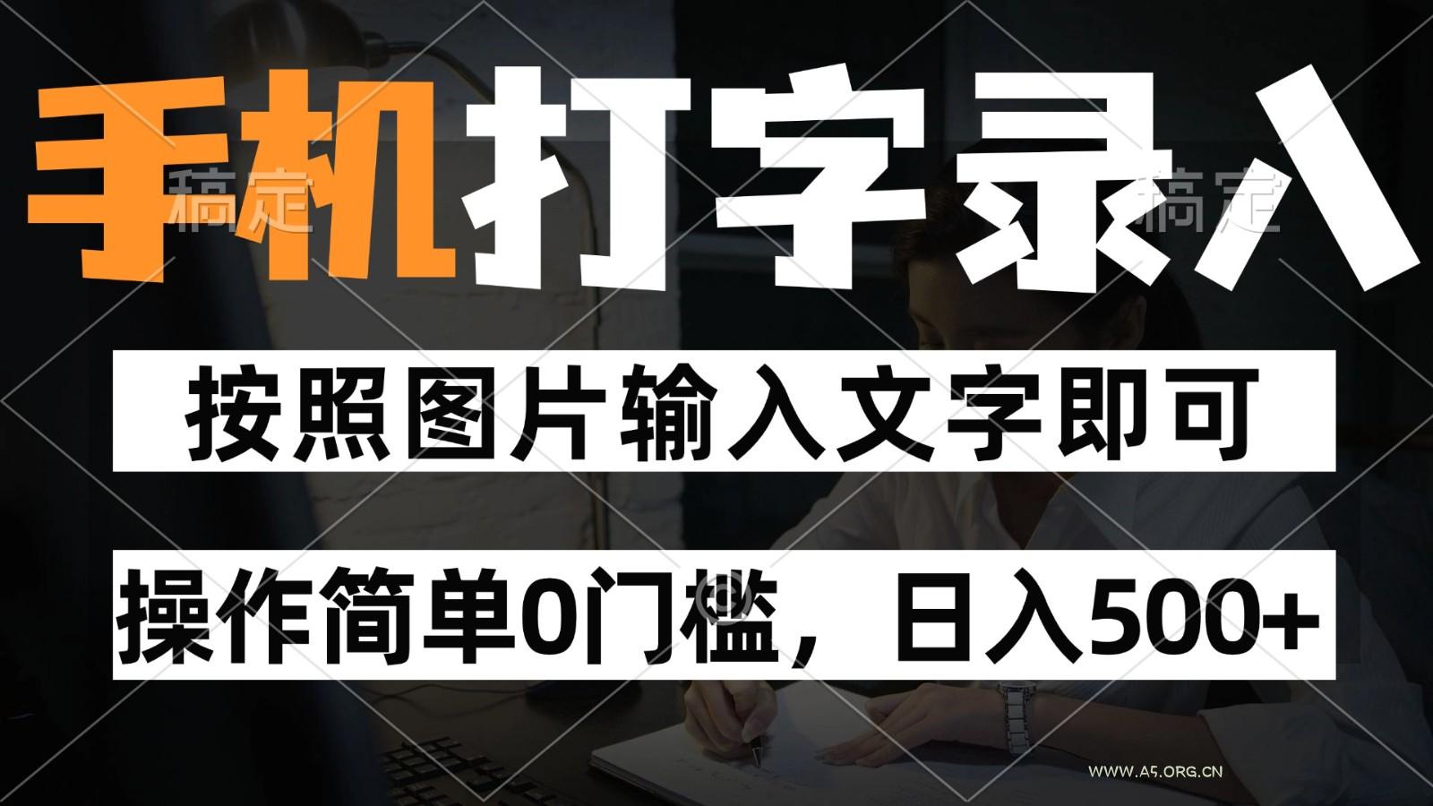 纯手机打字录入项目，按照图片的字输入即可 ，操作简单零门槛24小时都可以做-A5资源网