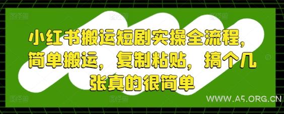 小红书搬运短剧实操全流程，简单搬运，复制粘贴，搞个几张真的很简单-A5资源网
