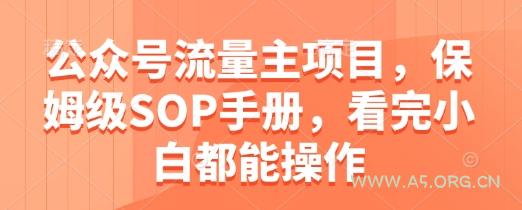 公众号流量主项目，保姆级SOP手册，看完小白都能操作-A5资源网