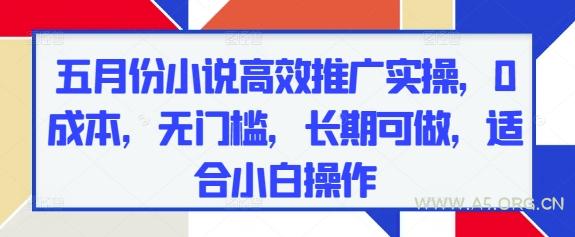 五月份小说高效推广实操，0成本，无门槛，长期可做，适合小白操作-A5资源网