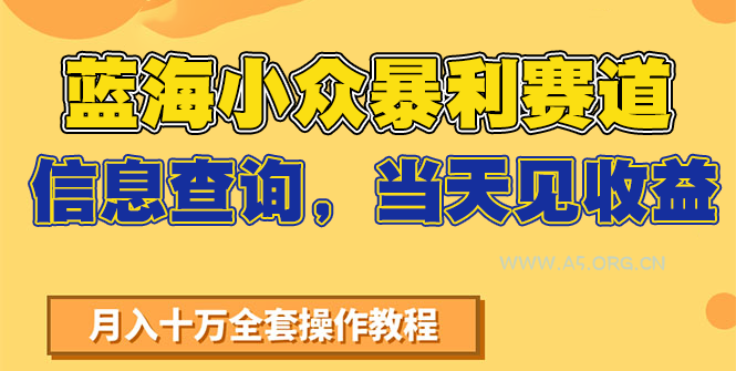 蓝海小众暴利赛道，信息查询，当天见收益，不讲玄学，7天搞了2万+-A5资源网