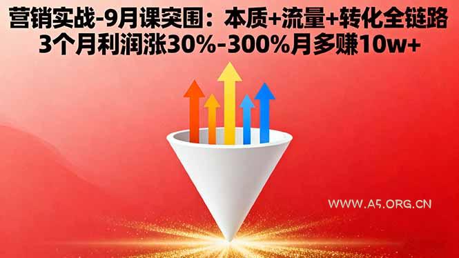 营销实战-9月突围课:本质+流量+转化全链路 3个月利润涨30%-300%月多赚10w+-A5资源网