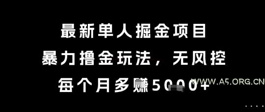 最新单人掘金项目，暴力撸金玩法，无风控，每个月多挣5k+【揭秘】-A5资源网