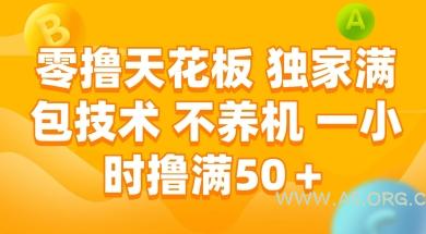 零撸天花板，独家满包技术 不养机 一小时撸满50+【揭秘】-A5资源网