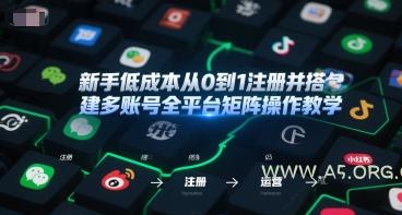 新手低成本从0到1注册并搭建多账号全平台矩阵操作教学，手机号-邮箱-IP-工具-A5资源网