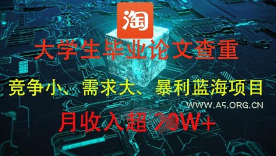 大学生毕业论文查重，暴利蓝海项目，月收入过1W+-A5资源网