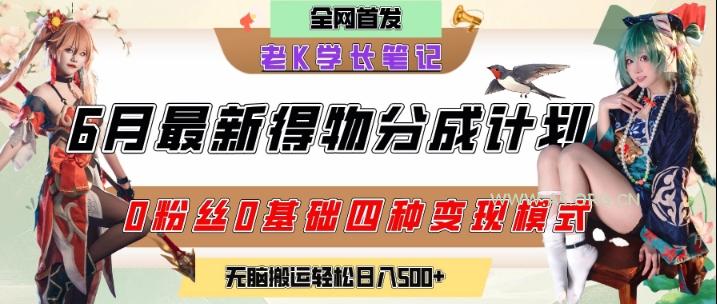 6月份最新得物创作者分成计划2.0玩法，0粉丝0基础四种模式变现，从隐蔽渠道无脑搬运，日入2张-A5资源网